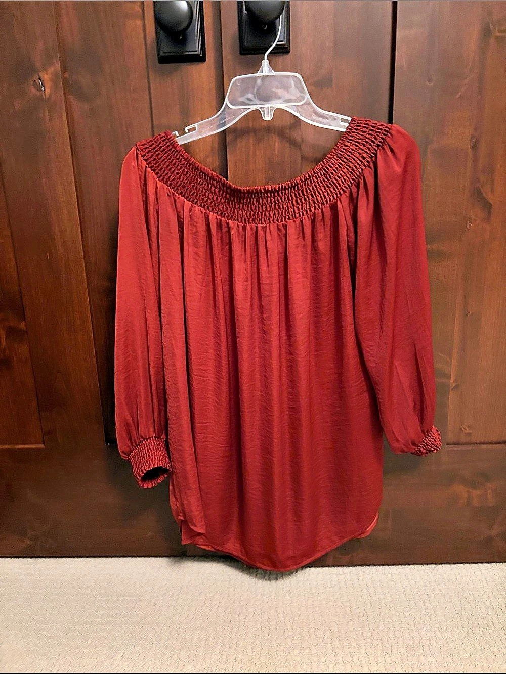 Rust Off-Shoulder/ or on shoulder Blouse